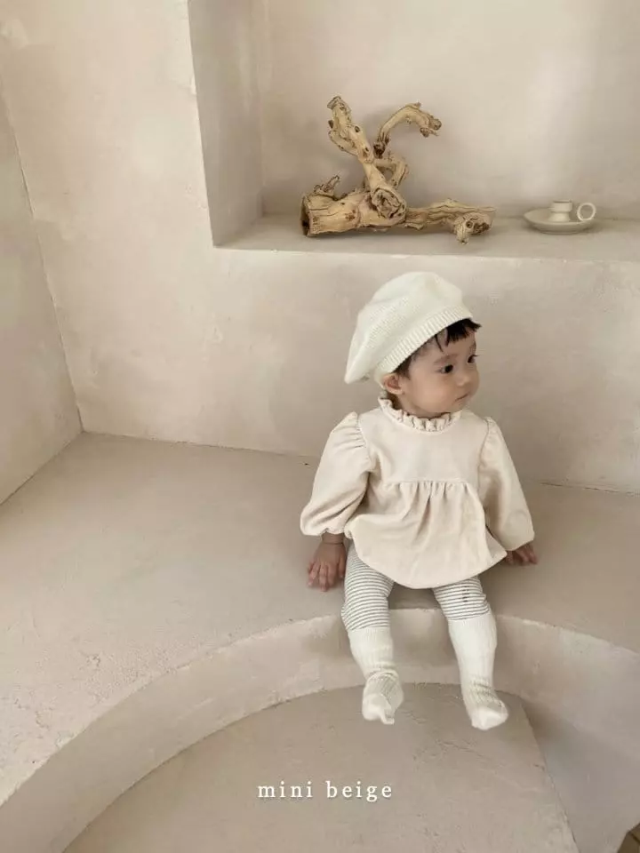 The Beige - Korean Baby Fashion - #smilingbaby -  Mini Veloure Bodysuit - 3
