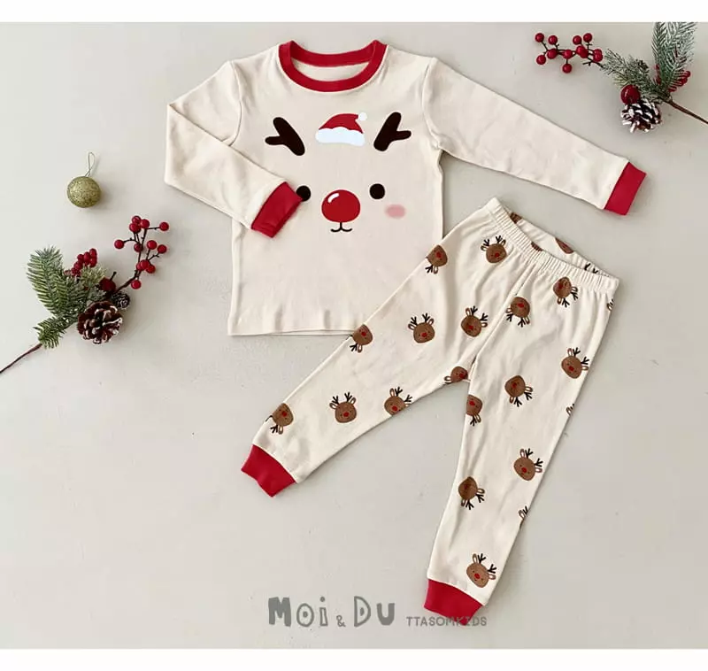 Ttasom - Korean Children Fashion - #childrensboutique - Rudolf Face Dumble Washing Easywear