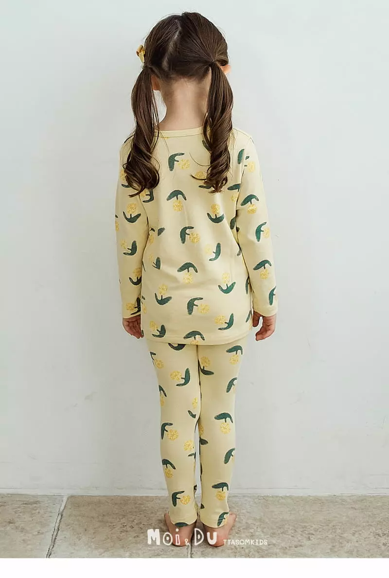 Ttasom - Korean Children Fashion - #designkidswear - Yellow Flower Cotton Modal Span Easywear - 6