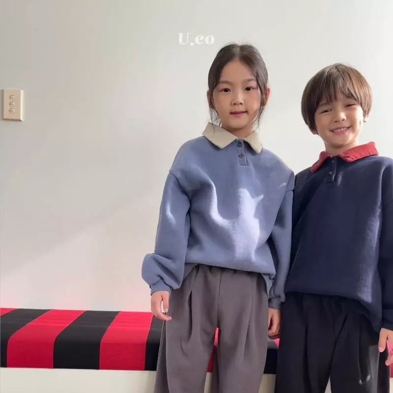 U Eo - Korean Children Fashion - #fashionkids - Color Collar Sweatshirt - 2