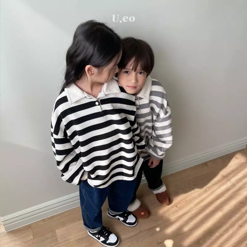 U Eo - Korean Children Fashion - #fashionkids - Stripes Collar Tee