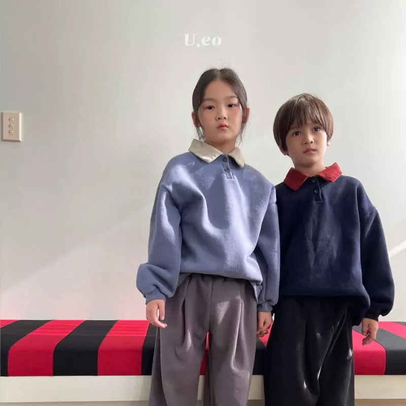 U Eo - Korean Children Fashion - #kidsshorts - Color Collar Sweatshirt - 3