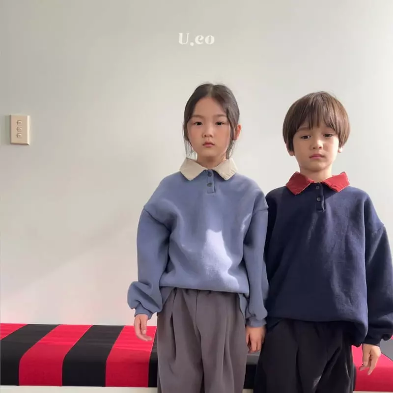 U Eo - Korean Children Fashion - #kidsshorts - Color Collar Sweatshirt - 4