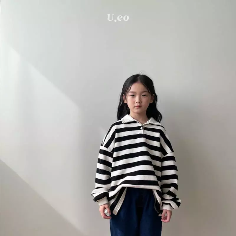 U Eo - Korean Children Fashion - #kidsstore - Stripes Collar Tee - 3