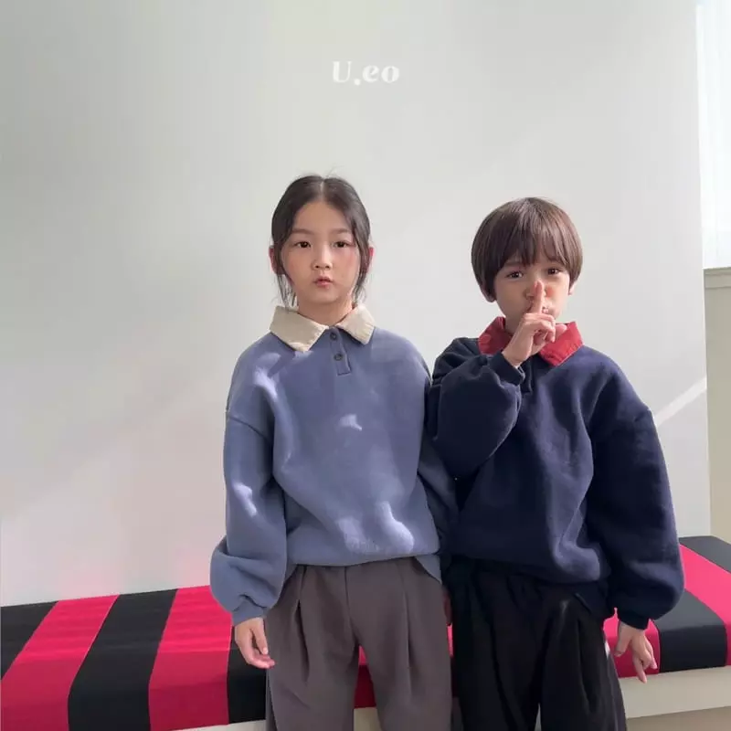 U Eo - Korean Children Fashion - #kidzfashiontrend - Color Collar Sweatshirt - 5
