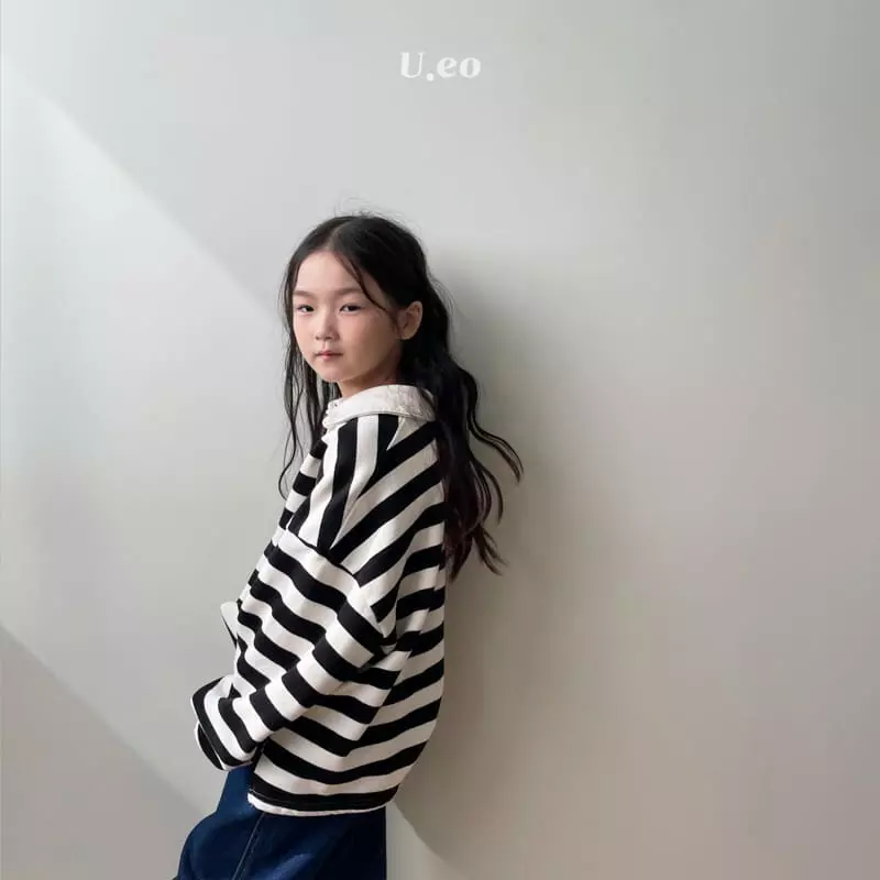 U Eo - Korean Children Fashion - #kidsstore - Stripes Collar Tee - 4