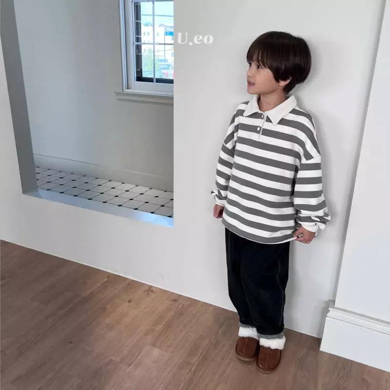U Eo - Korean Children Fashion - #littlefashionista - Stripes Collar Tee - 6
