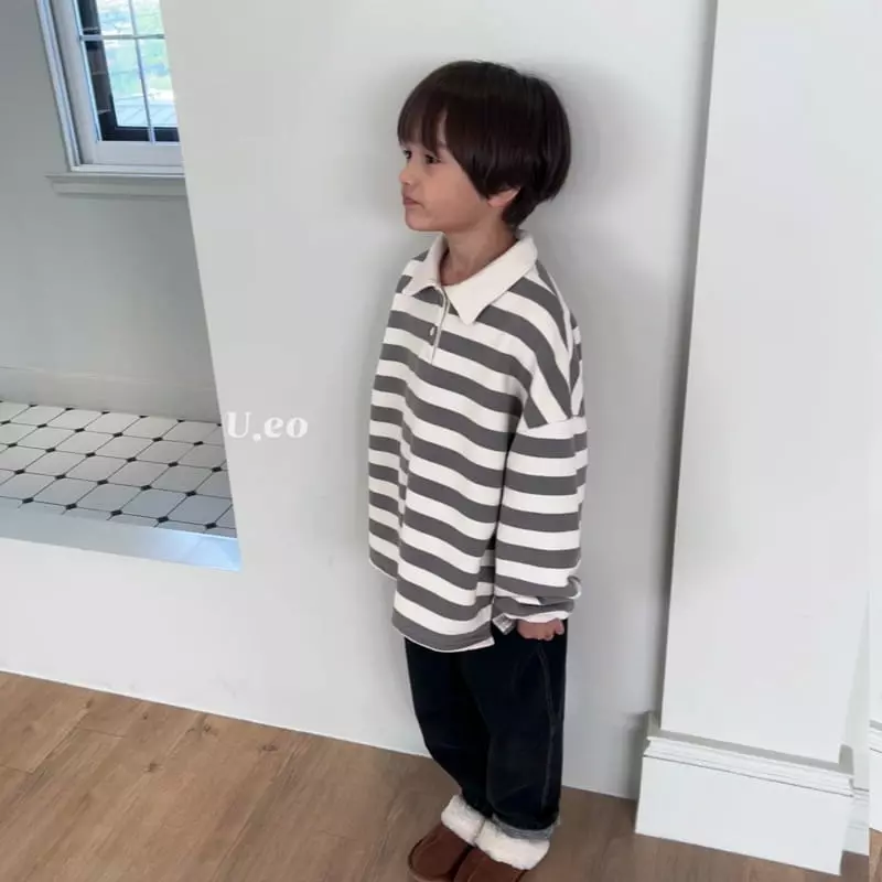U Eo - Korean Children Fashion - #magicofchildhood - Stripes Collar Tee - 7
