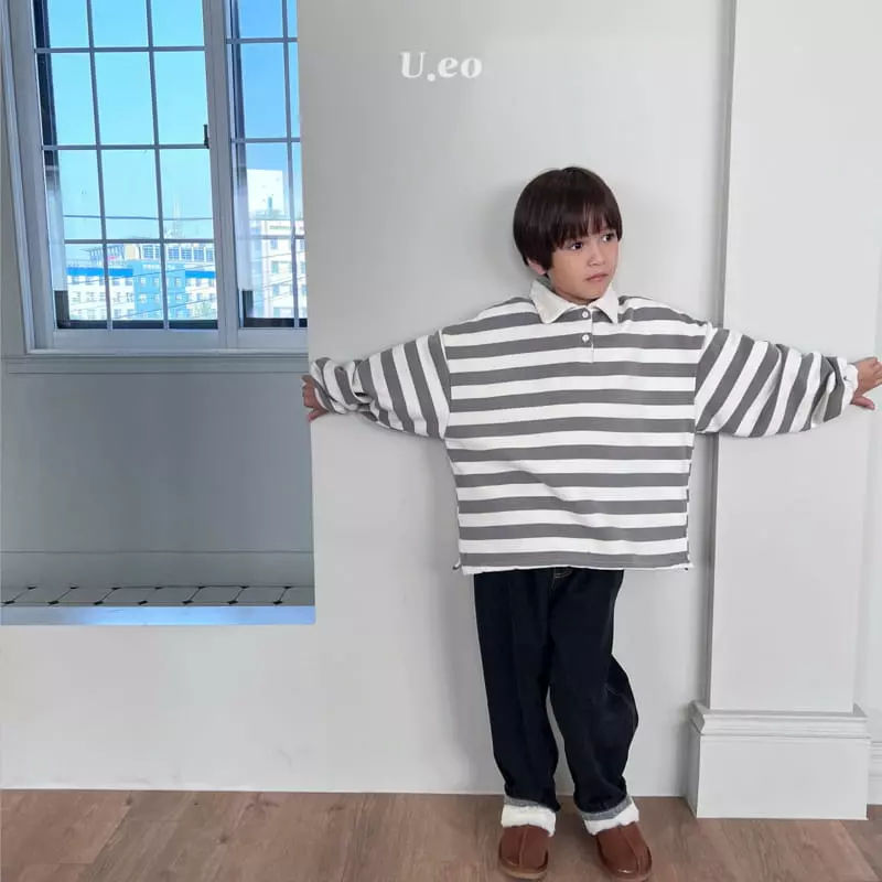 U Eo - Korean Children Fashion - #prettylittlegirls - Stripes Collar Tee - 9