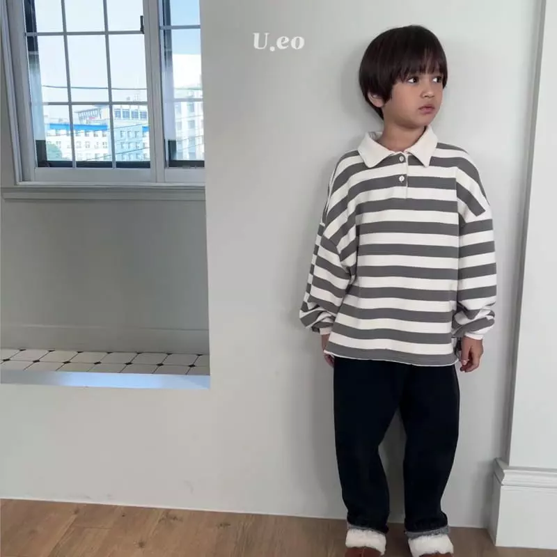 U Eo - Korean Children Fashion - #stylishchildhood - Stripes Collar Tee - 12