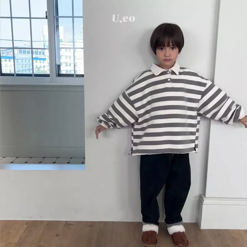 U Eo - Korean Children Fashion - #todddlerfashion - Stripes Collar Tee - 10