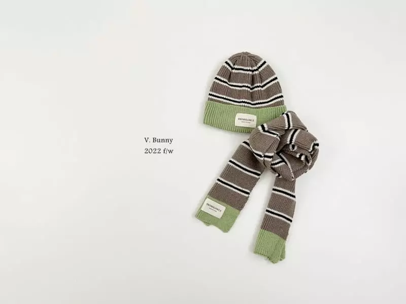 V Bunny - Korean Children Fashion - #childofig - Stripes Hat Muffler Set