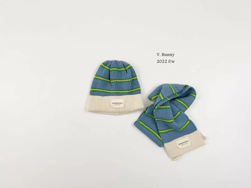 V Bunny - Korean Children Fashion - #childrensboutique - Stripes Hat Muffler Set - 2