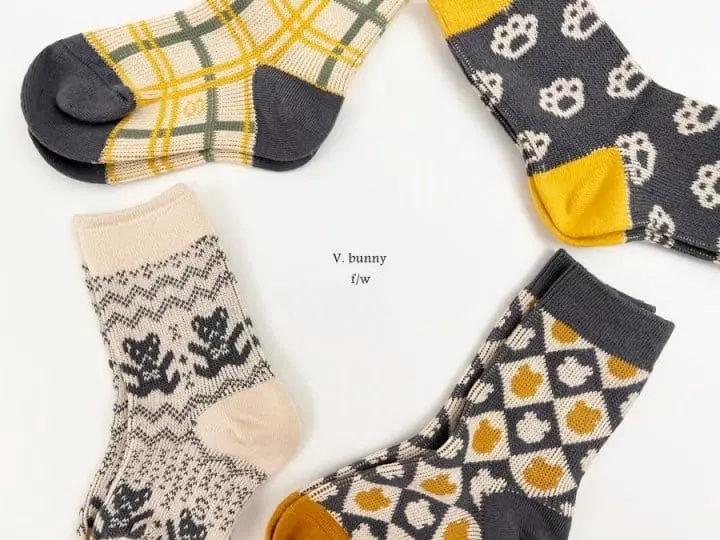 V Bunny - Korean Children Fashion - #designkidswear - Nobe Socks Set - 10