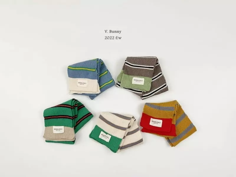 V Bunny - Korean Children Fashion - #designkidswear - Stripes Hat Muffler Set - 4