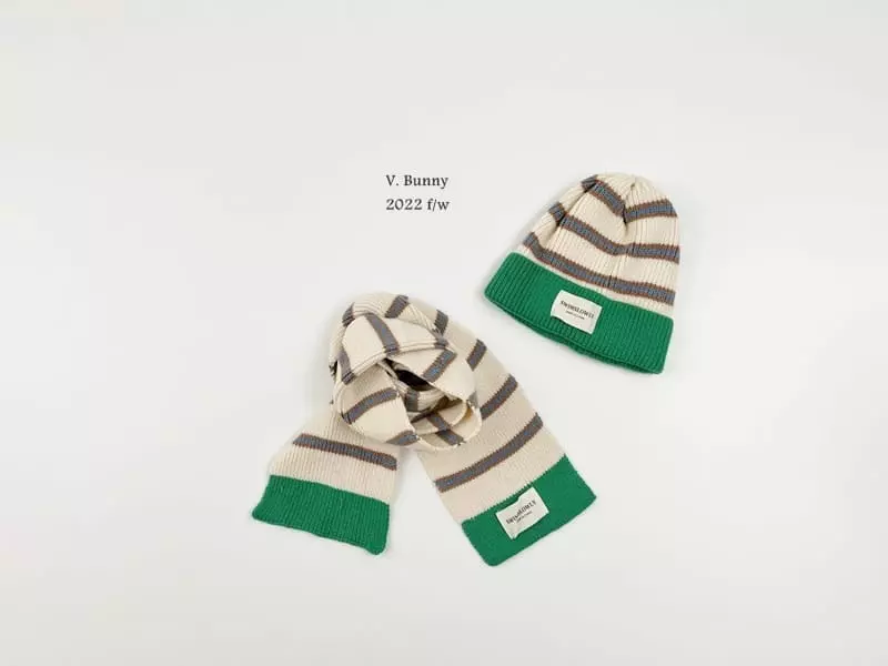V Bunny - Korean Children Fashion - #kidzfashiontrend - Stripes Hat Muffler Set - 8