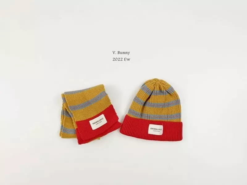 V Bunny - Korean Children Fashion - #littlefashionista - Stripes Hat Muffler Set - 10