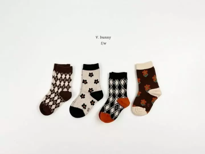 V Bunny - Korean Children Fashion - #littlefashionista - Nutella Socks Set - 2