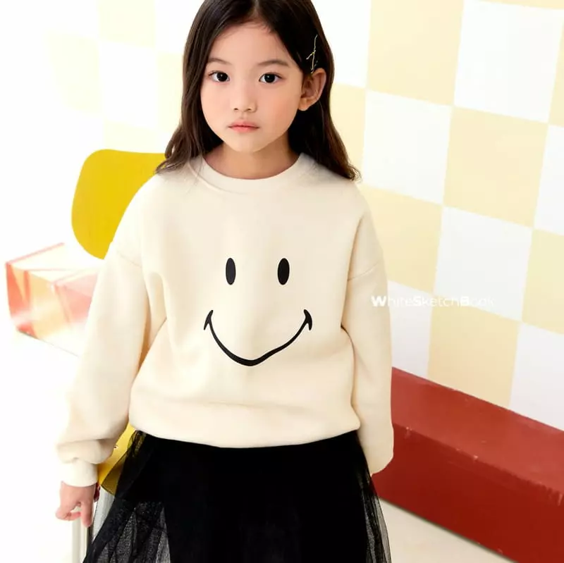 Whitesketchbook - Korean Children Fashion - #discoveringself - Face Smile Sweatshirt - 5