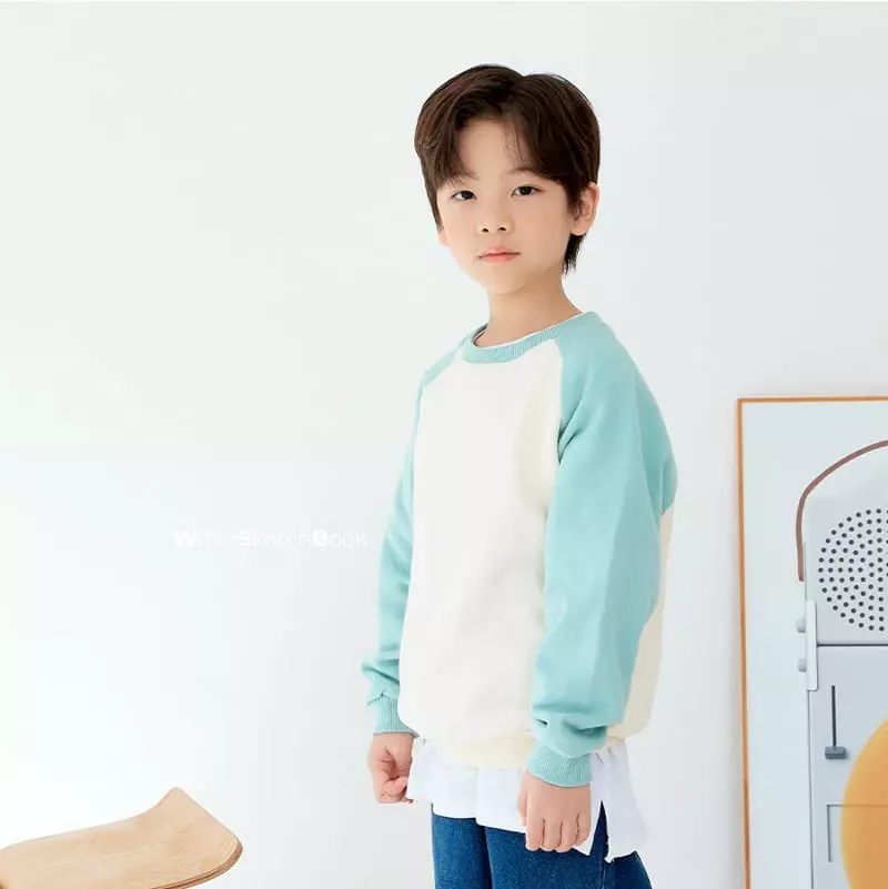 Whitesketchbook - Korean Children Fashion - #kidsshorts - Raglan Color Sweatshirt - 5