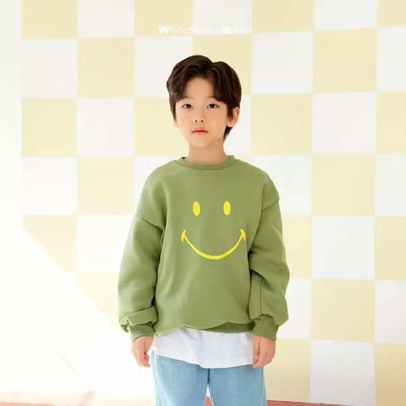 Whitesketchbook - Korean Children Fashion - #kidsstore - Face Smile Sweatshirt - 8