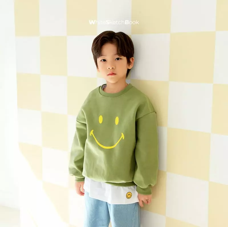 Whitesketchbook - Korean Children Fashion - #littlefashionista - Face Smile Sweatshirt - 11