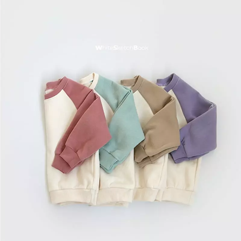 Whitesketchbook - Korean Children Fashion - #prettylittlegirls - Raglan Color Sweatshirt - 12