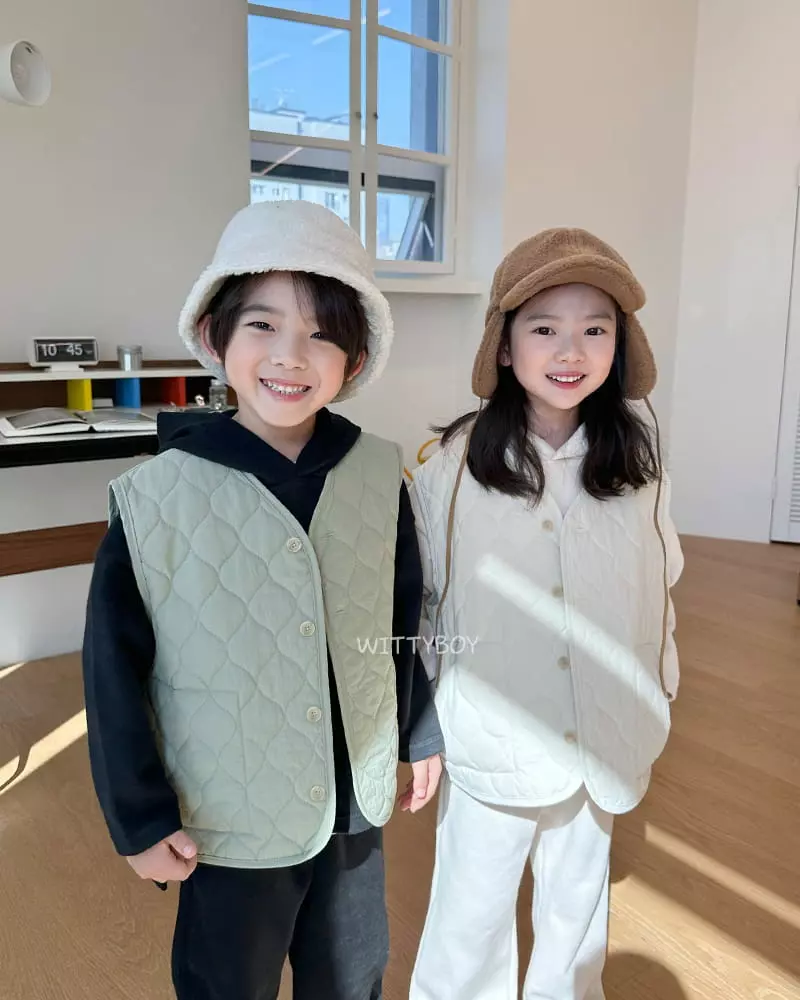 Witty Boy - Korean Children Fashion - #childrensboutique - Pom Pom Quilting Vest