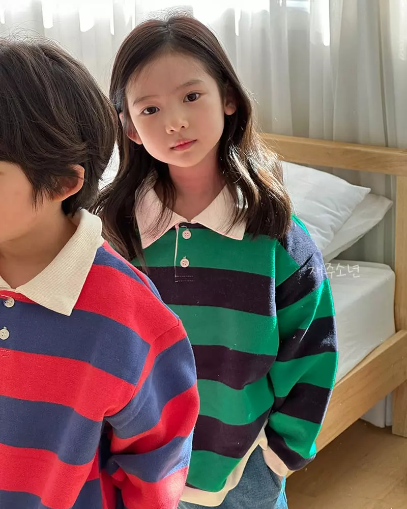 Witty Boy - Korean Children Fashion - #kidsshorts - Joy Stripes SWEatshirt - 12