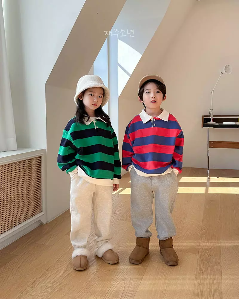 Witty Boy - Korean Children Fashion - #magicofchildhood - Joy Stripes SWEatshirt - 3
