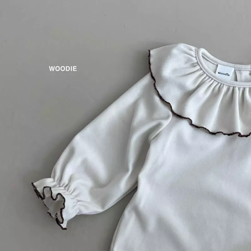 Woodie - Korean Baby Fashion - #babygirlfashion - Peach Frill Tee - 2