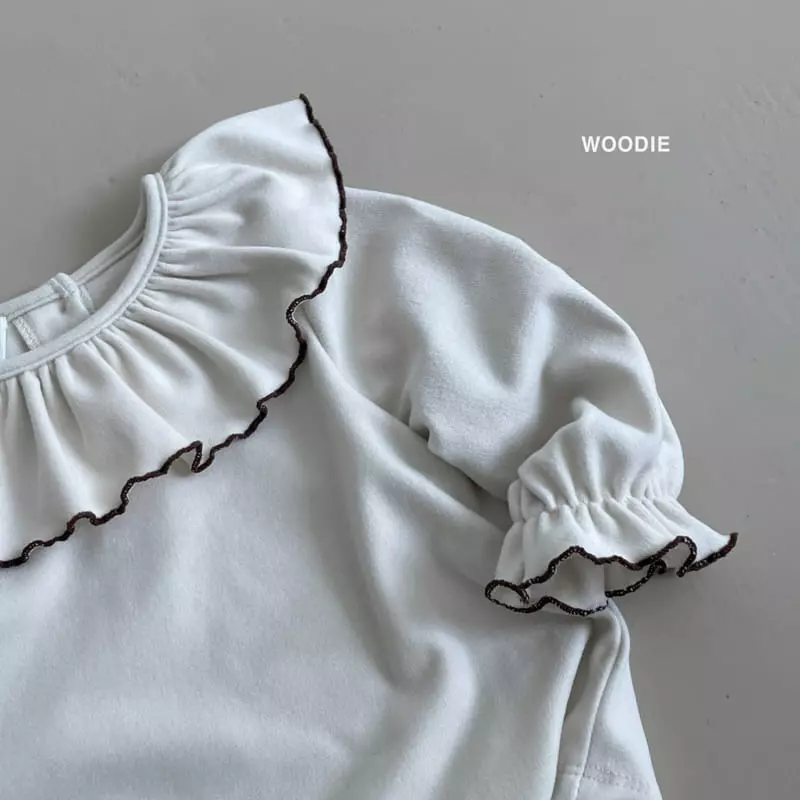 Woodie - Korean Baby Fashion - #babylifestyle - Peach Frill Tee - 3