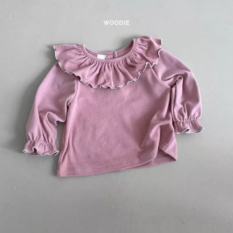 Woodie - Korean Baby Fashion - #babylifestyle - Peach Frill Tee - 4