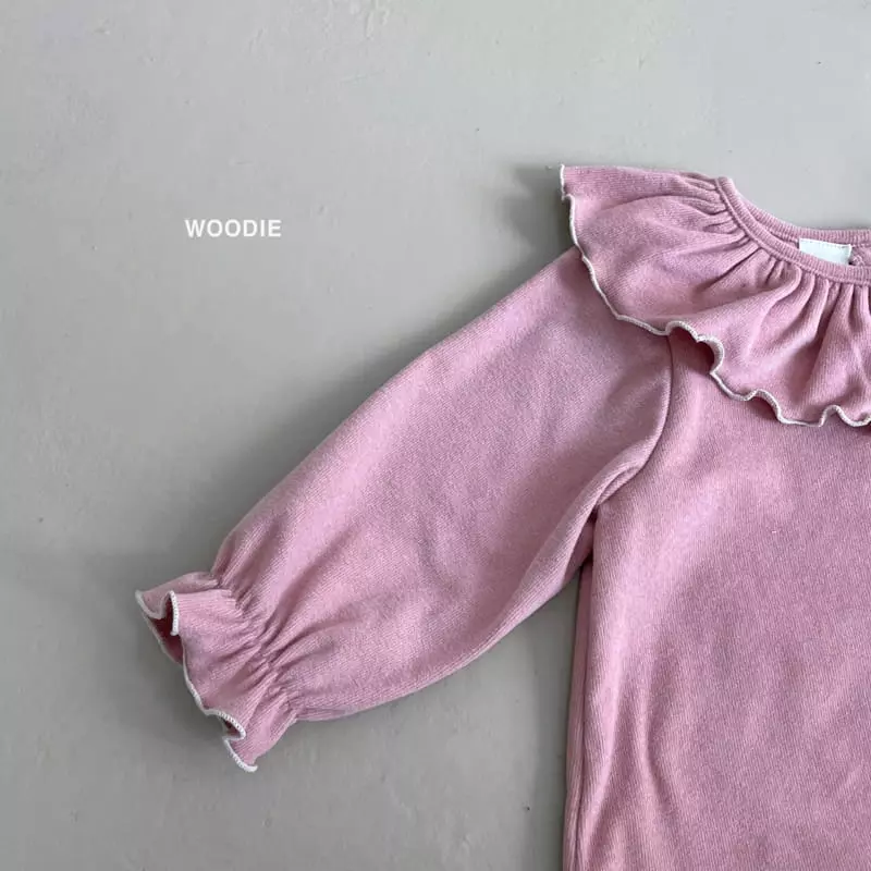Woodie - Korean Baby Fashion - #babyoutfit - Peach Frill Tee - 6