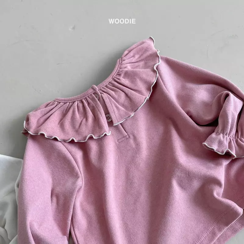 Woodie - Korean Baby Fashion - #babyoutfit - Peach Frill Tee - 7