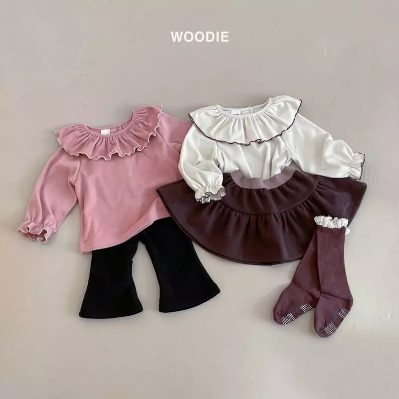 Woodie - Korean Baby Fashion - #babywear - Peach Frill Tee - 8