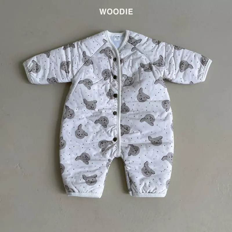 Woodie - Korean Baby Fashion - #babywear - Puppy Quilting Bodysuit - 2