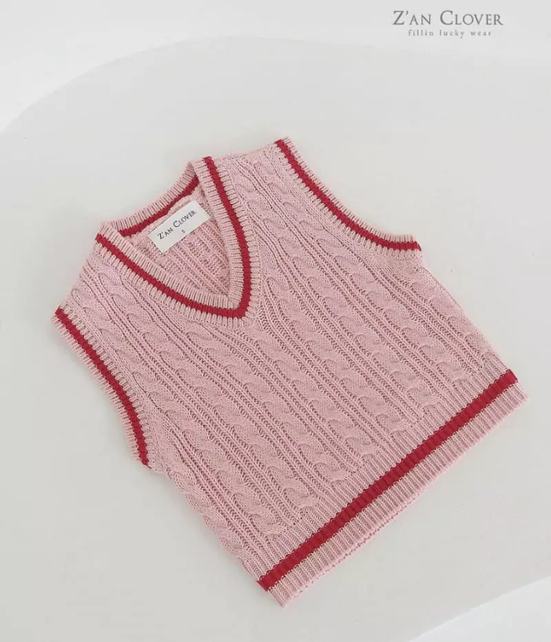 Zan Clover - Korean Children Fashion - #designkidswear - Line Knit Vest - 3