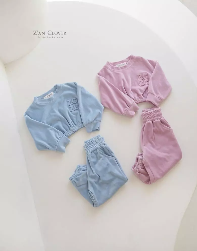 Zan Clover - Korean Children Fashion - #designkidswear - Veloure Crop Set Up