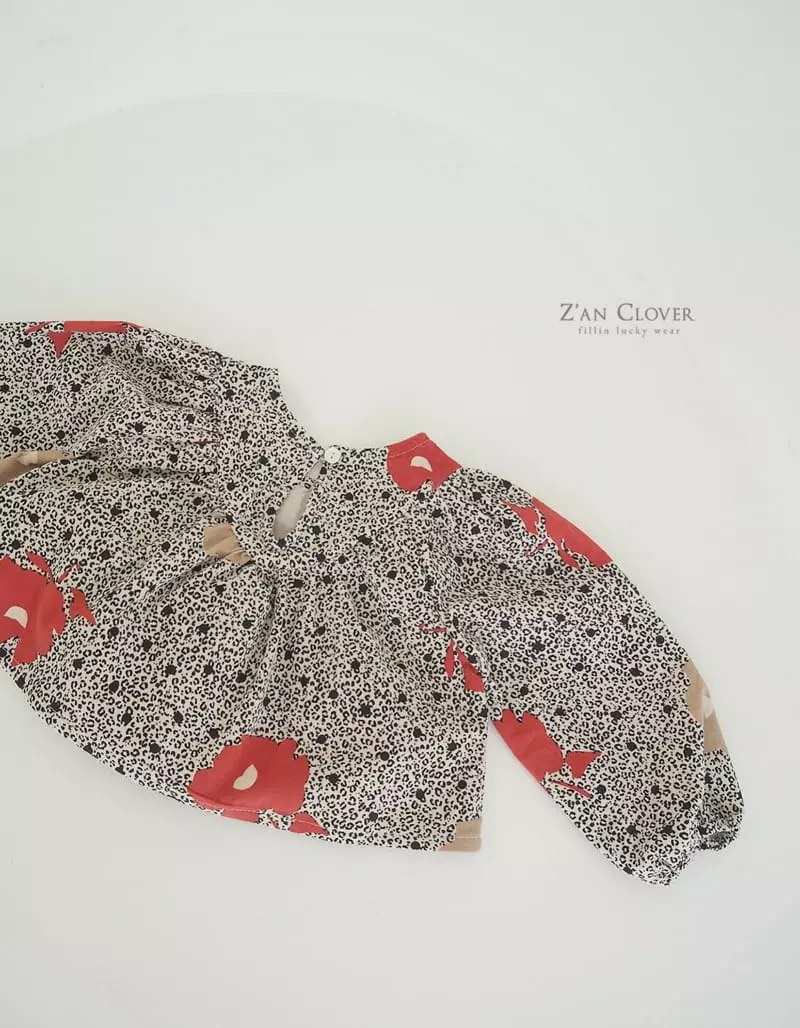 Zan Clover - Korean Children Fashion - #kidsstore - Leopard Shirring Blouse - 5