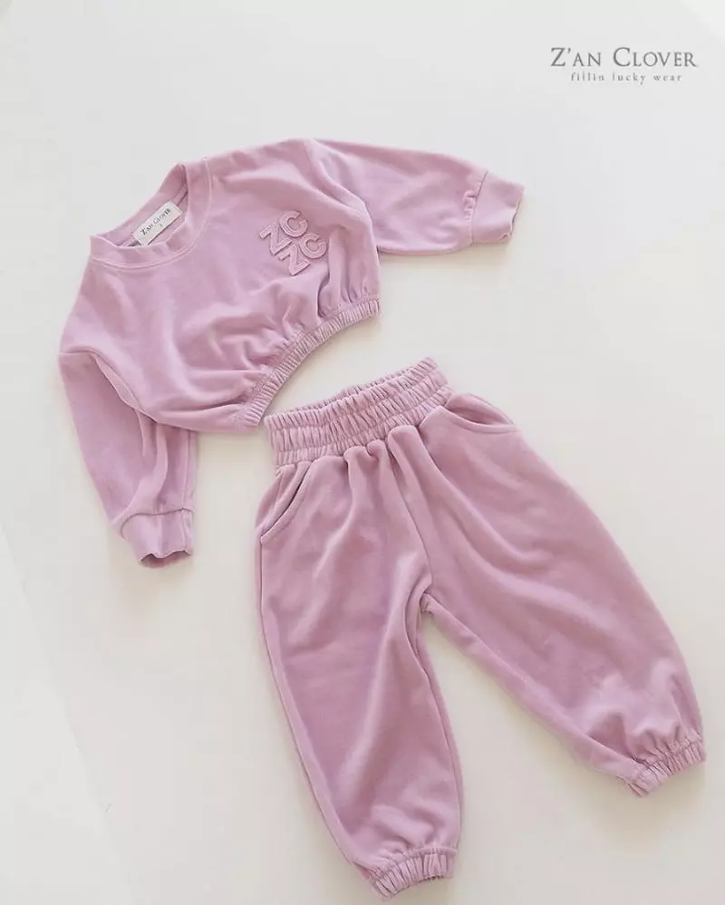 Zan Clover - Korean Children Fashion - #kidsstore - Veloure Crop Set Up - 5