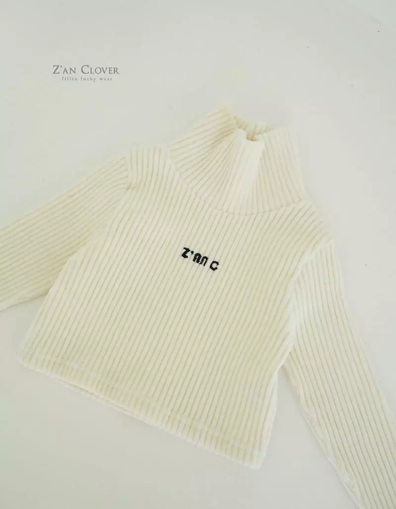 Zan Clover - Korean Children Fashion - #littlefashionista - Veloure Crop Turtleneck Tee - 3