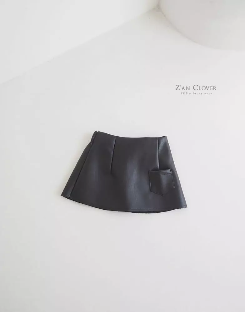 Zan Clover - Korean Children Fashion - #littlefashionista - Leather Mini Skirt
