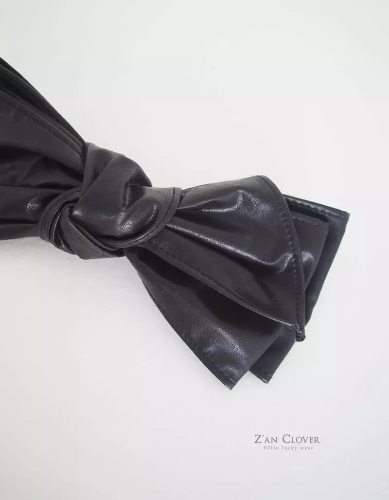 Zan Clover - Korean Children Fashion - #magicofchildhood - Leather Ribbon Tie Hairpin