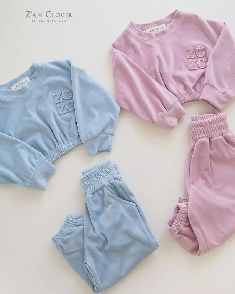 Zan Clover - Korean Children Fashion - #magicofchildhood - Veloure Crop Set Up - 9