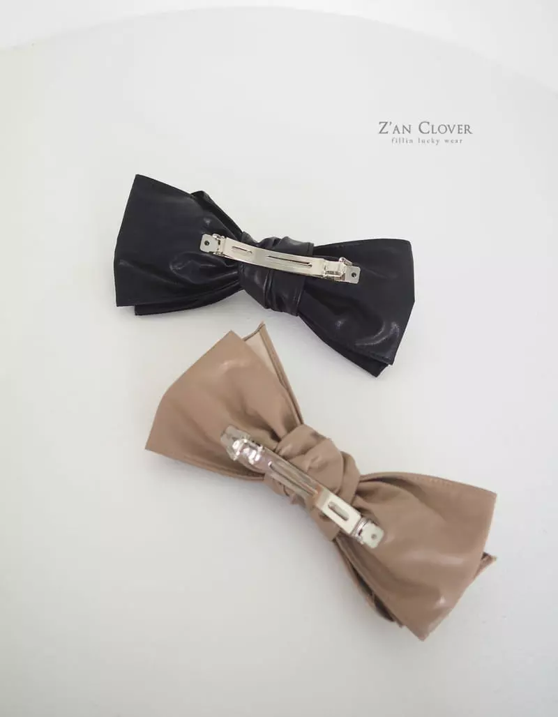 Zan Clover - Korean Children Fashion - #prettylittlegirls - Leather Ribbon Tie Hairpin - 3