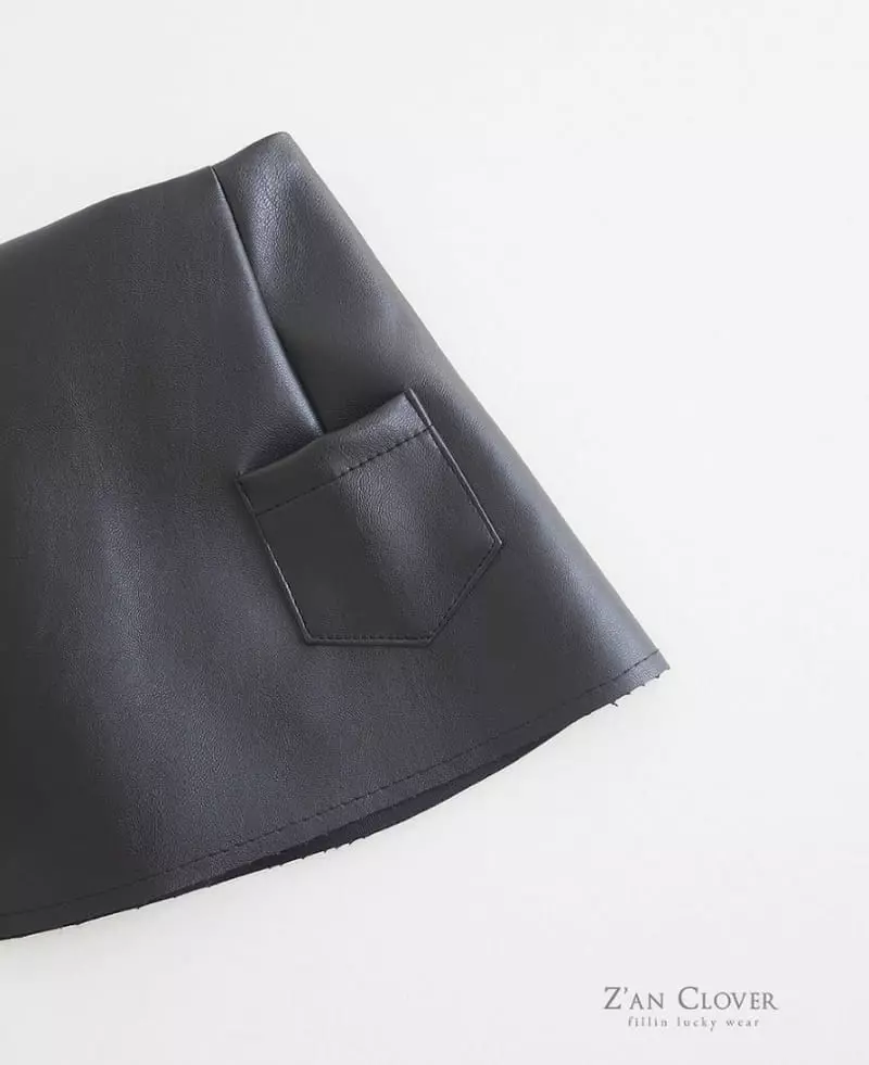 Zan Clover - Korean Children Fashion - #minifashionista - Leather Mini Skirt - 4