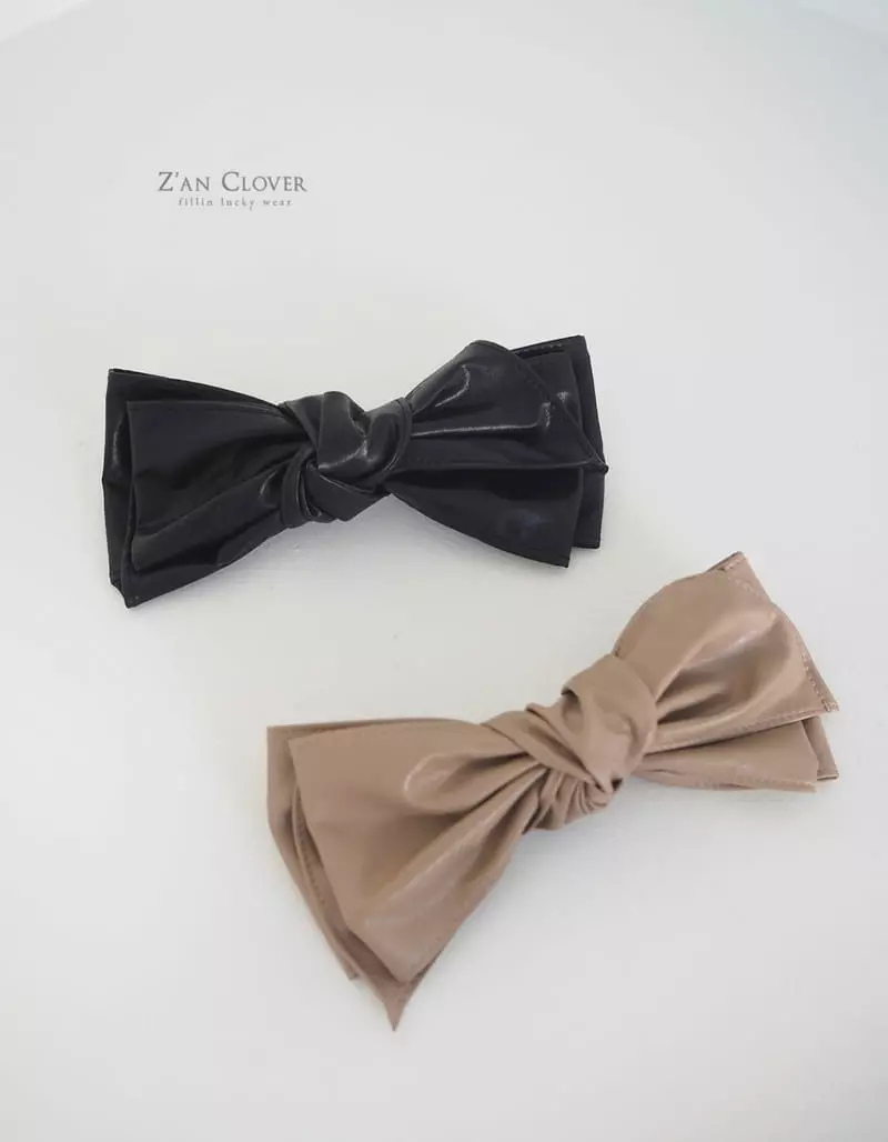Zan Clover - Korean Children Fashion - #toddlerclothing - Leather Ribbon Tie Hairpin - 5