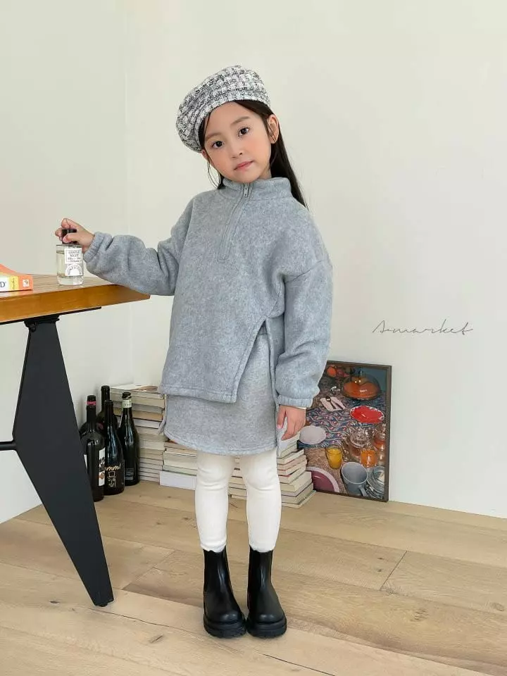 a-Market - Korean Children Fashion - #childofig - Slit Fleece Half Zip-up - 3
