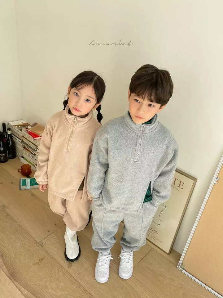 a-Market - Korean Children Fashion - #fashionkids - Slit Fleece Half Zip-up - 7
